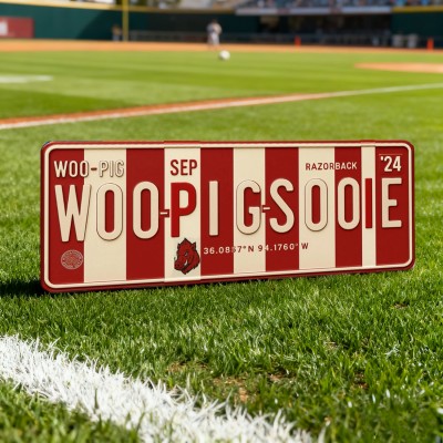 Woo Pig Sooie License Plate Sign Arkansas Wall Art Dorm & Game Day Decor Christmas Gift