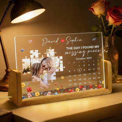 The Day I Found My Missing Piece Night Light with Photo Personalized Gift for Couples Anniversary Gift Valentine's Day Gifts