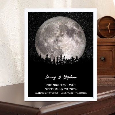 Personalized The Night We Met Moon Phase Print Frame Anniversary Gift Ideas for Wife Valentine's Day Gift for Couple