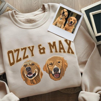 Custom Pet Dog Embroidered Sweatshirt with Picture of Your Dog Gifts for Dog Owners Christmas Gift for Pet Lovers