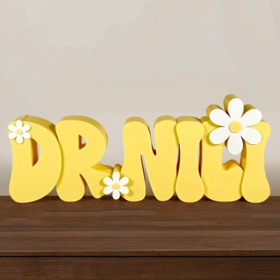 Personalized 3D Daisy Teacher Desk Name Plate Sign Office Decor Custom Gift for Teachers