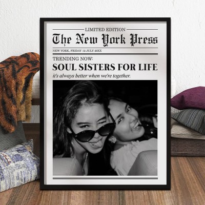 Custom Newspaper Print Frame Personalized Gifts for Friends Best Friend Gift Funny Gift for Her