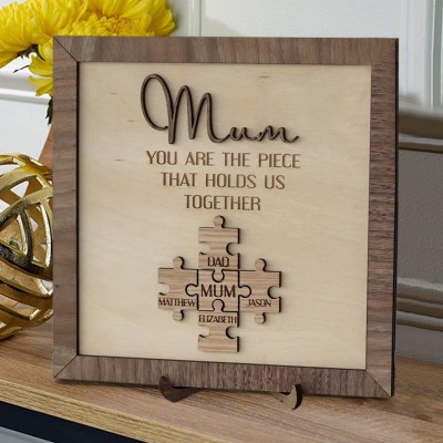 Personalized Mom Puzzle Sign with Names Piece That Holds Us Together Keepsake Gifts for Mom Mother's Day Gift Ideas