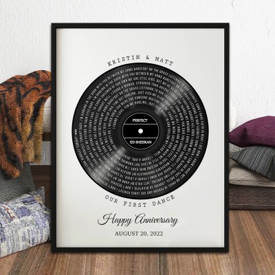 Custom Our First Dance Wedding Song Lyrics Print Frame for Couples Wedding Anniversary Keepsake Gifts for Her Him