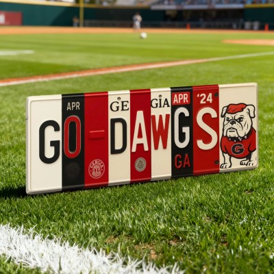 Go Dawgs License Plate Sign Georgia Bulldogs Wall Art Dorm & Game Day Decor Christmas Gift