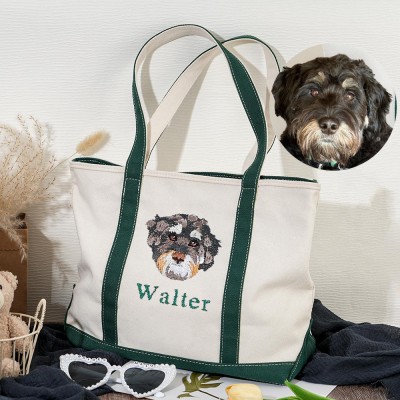 Custom Pet Embroidered Tote Bag for Pet Lover Gifts Unique Gifts for Dog Mom