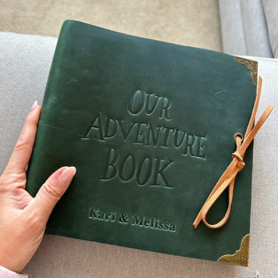 Custom Leather Scrapbook Adventure Book Photo Album for Couples Unique Gifts for Wedding Anniversary Valentine's Day