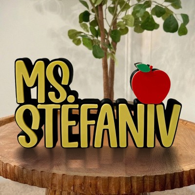 Personalized 3D Teacher Desk Name Plate Sign Office Decor Custom Gift for Teachers
