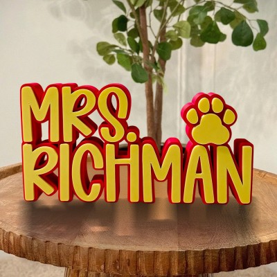 Personalized 3D Teacher Desk Name Plate Sign Office Decor Custom Gift for Teachers