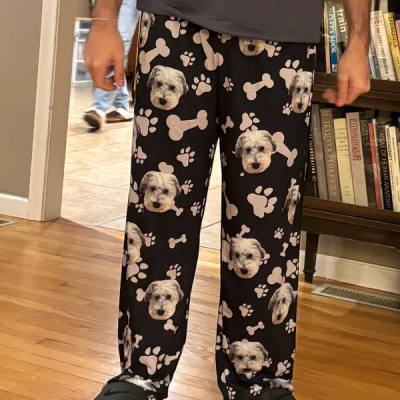 Custom Pet Portrait Pajama Pants Personalized Dog Face Pajamas Pants Unique Gift for Pet Lover Christmas Gifts
