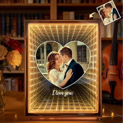 Custom Couple Photo Corridor Mirror Night Light Keepsake Gift for Couples Anniversary Gift Valentine's Day Gifts