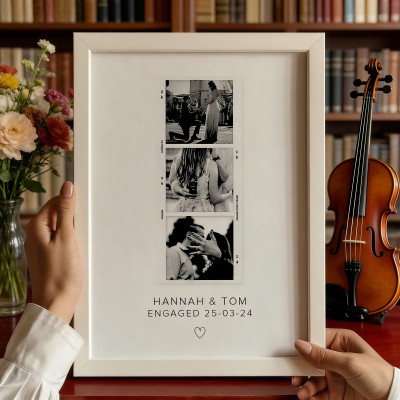 Custom Engagement Photo Print Frame for Couples Unique Engagement Gifts Wedding Gift Valentine's Day Gift