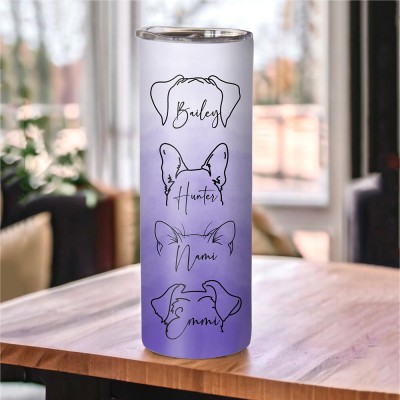 Personalized Engraved Dog Ear Tumbler with Name for Dog Lovers Unique Gifts for Pet Lovers