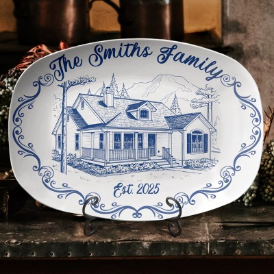 Custom House Portrait Platter Unique Gift for Couples Housewarming Gift Valentine's Day Gifts