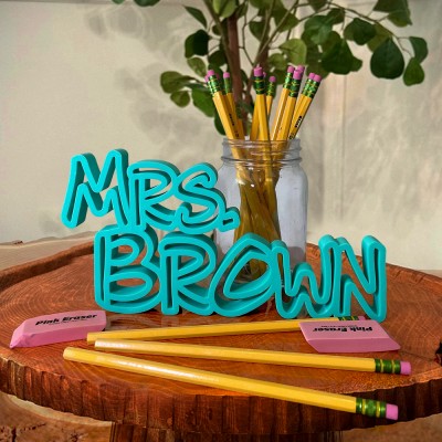 Personalized 3D Teacher Desk Name Plate Sign Office Decor Custom Gift for Teachers