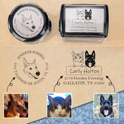 Custom Pet Portrait Address Stamp Personalized Return Address Stamp Gifts for Dog Lovers Memorial Gift for Pet Lovers