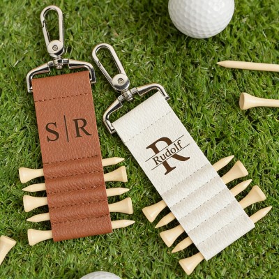 Personalized Engraved Leather Golf Bag Tag for Men Golf Tee Holder Gift for Golf Lovers Anniversary Gift Valentine's Day Gifts