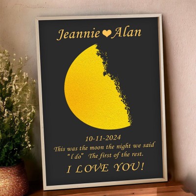 This Was The Moon The Night We Said I Do Personalized Moon Phase Print Frame for Couple Wedding Anniversary Gifts