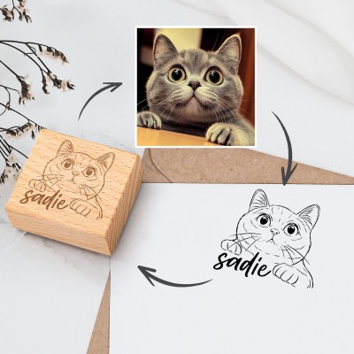 Personalized Pet Portrait Stamp Custom Cat Stamp for Cat Lovers Memorial Gift for Pet Lovers
