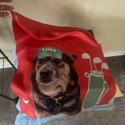 Custom Dog Golf Towel with Photo and Name for Dog Lovers Pet Memorial Gifts Golf Lover Gift