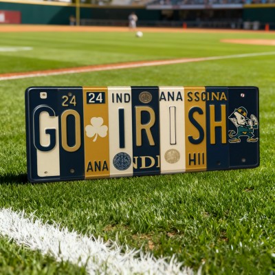 Go Irish License Plate Sign Notre Dame Fighting Irish Wall Art Dorm & Game Day Decor Christmas Gift