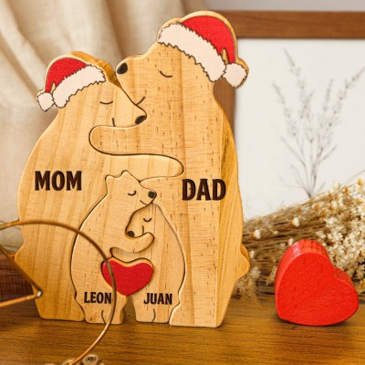 Personalized Wooden Bear Family Name Puzzle Keepsake Gift for Family Unique Christmas Gift Ideas