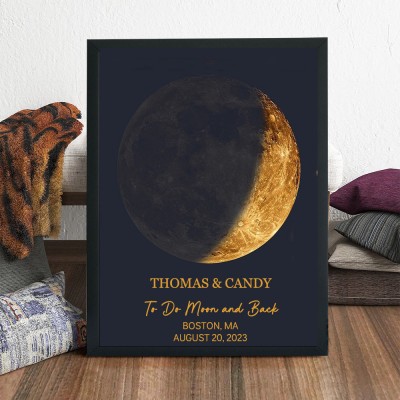 Personalized Moon Phase Print Frame Keepsake Gifts for Couple Anniversary Gifts for Her Him Valentine's Day Gift Ideas