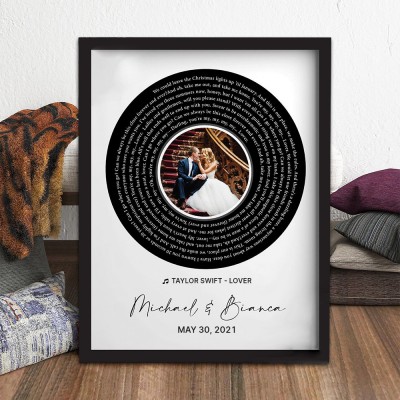 Personalized Wedding Song Lyrics Print Frame Keepsake Gifts for Couples 1st Wedding Anniversary Gift