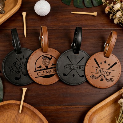 Personalized Engraved Leather Golf Bag Tag for Men Golf Tee Holder Gift for Golf Lovers Anniversary Gift Valentine's Day Gifts