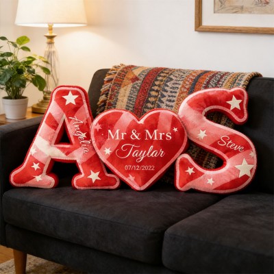 Personalized Couple Initial Throw Pillow Set Unique Anniversary Gifts Valentine's Day Gift for Girlfriend Wife
