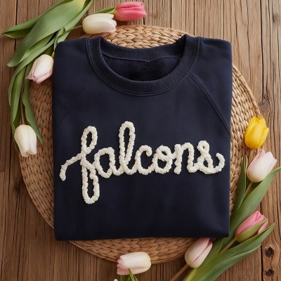 Custom Chenille Embroidered Team Sport Sweatshirt with Game Day Fuzzy Letter Unique Gift for Game Day