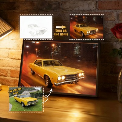 Personalized Car Photo LED Light Painting Frame Gift for Men Unique Anniversary Gifts Valentine's Day Gift for Boyfriend