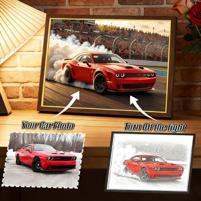 Personalized Car Photo LED Light Painting Frame Gift for Men Unique Anniversary Gifts Valentine's Day Gift for Boyfriend