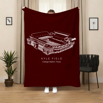 Kyle Field Stadium Football Blanket for Game Day Gift for Sport Lovers Christmas Gift