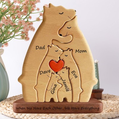 Personalized Hugging Bear Family Name Puzzles