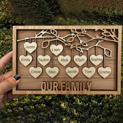 Personalized Family Tree Sign with Engraved Names 