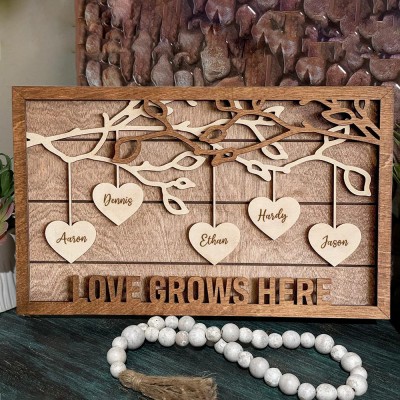 Personalized Wooden Family Tree Sign for Mom