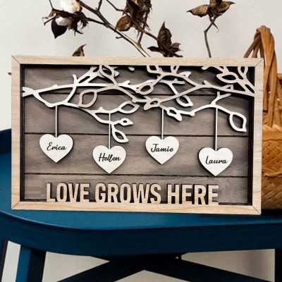 Personalized Wooden Family Tree Sign with Kids Names