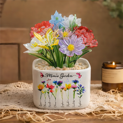 Personalized Mimi's Garden Mini Glass Birth Month Flower Unique Keepsake Gifts for Mom Grandma Mother's Day Gift Ideas