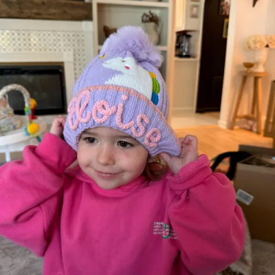 Personalized Kids Knit Beanie Hat with Name Gifts for Kids Christmas Gift Ideas