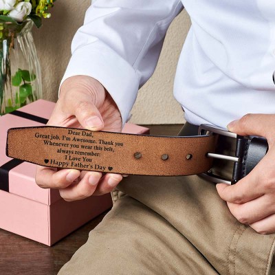 Personalized This Guy Is One Awesome Dad Engraved Leather Belt Father's Day Gifts