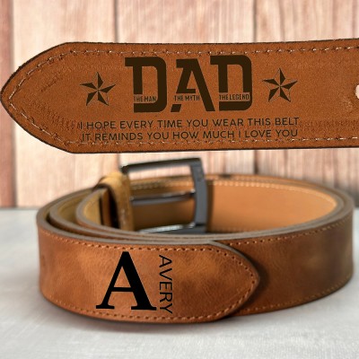 Custom Engraved Leather Belt for Dad Keepsake Gifts Father's Day Gift