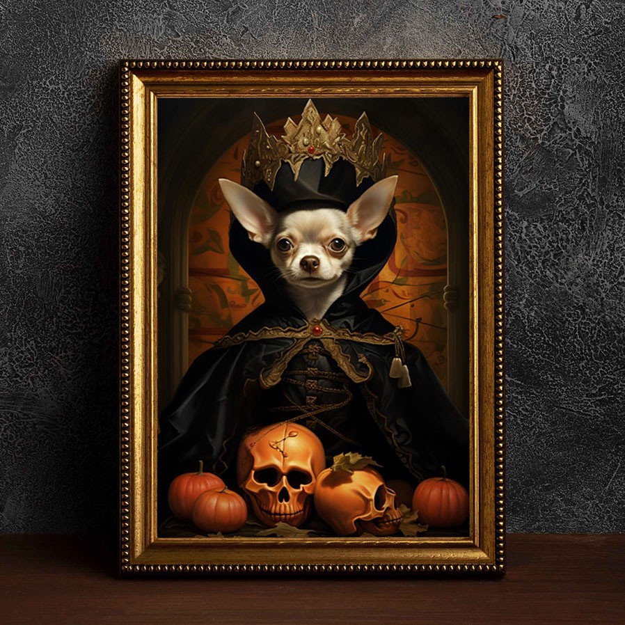 Gepersonaliseerd Halloween Huisdier Portret Frame Aangepaste Halloween Poster Grappige Muurkunst voor Huisdierliefhebbers Herinneringsgeschenken