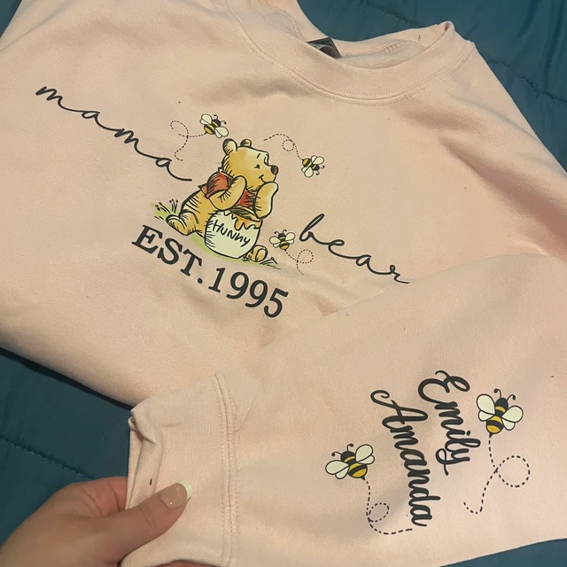 Gepersonaliseerde Mama Bear Geborduurde Sweatshirt Hoodie Met Datum Kerstcadeau-ideeën
