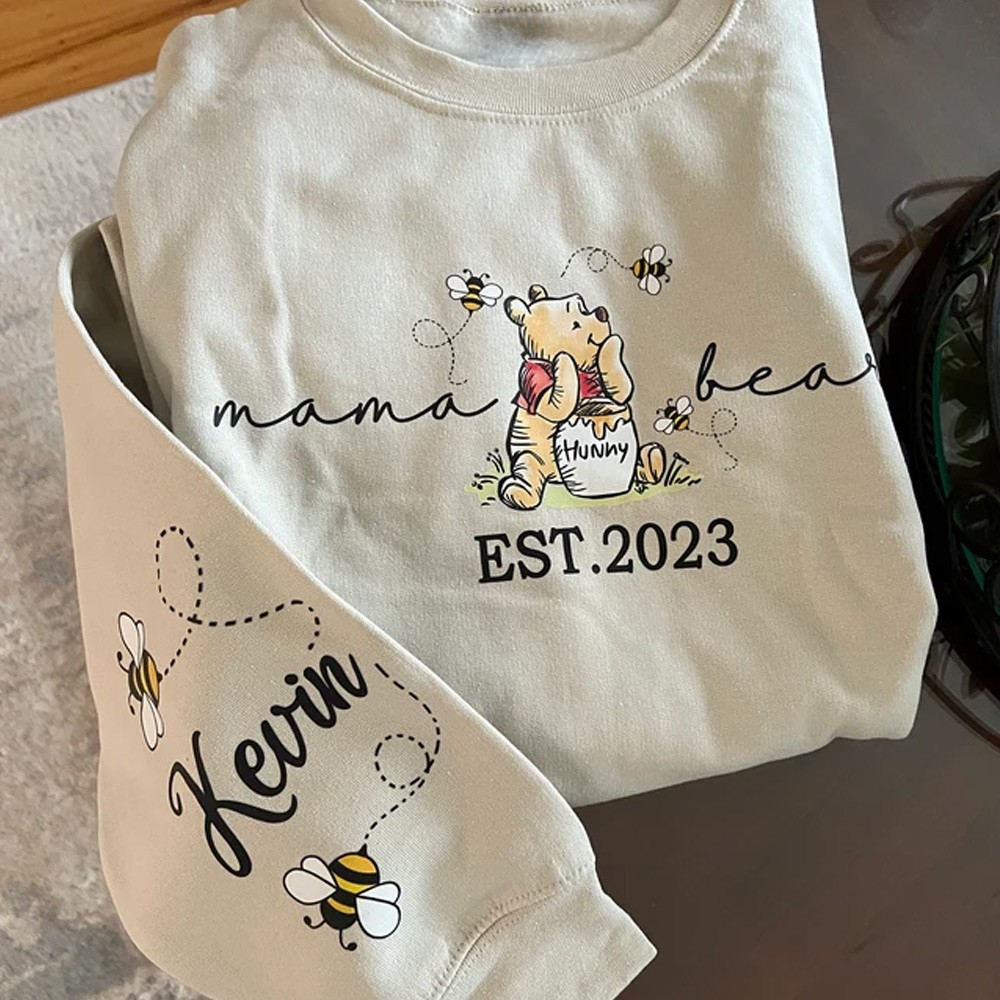 Gepersonaliseerde Mama Bear Geborduurde Sweatshirt Hoodie Met Datum Uniek Cadeau Voor Moeder Kerstcadeaus