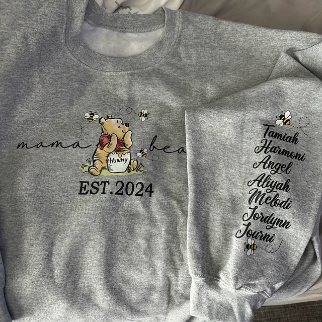 Aangepaste Mama Bear Geborduurde Sweatshirt Hoodie Met Datum Cadeau Voor Moeder Kerstcadeau Ideeën
