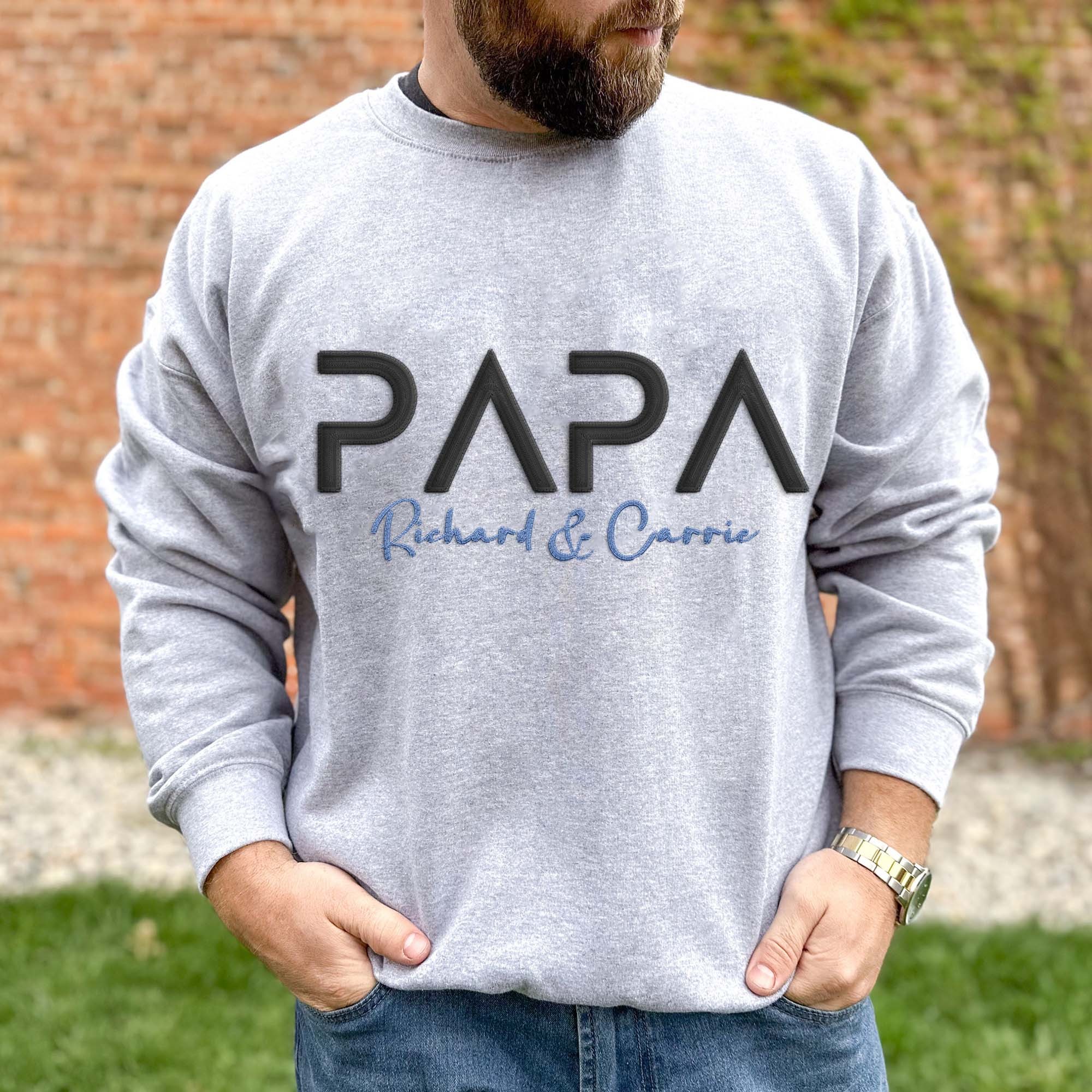 Aangepaste Papa Geborduurde Sweatshirt Hoodie T-shirt Met Kindernamen Creatief Cadeau Voor Papa Vaderdag Cadeaus