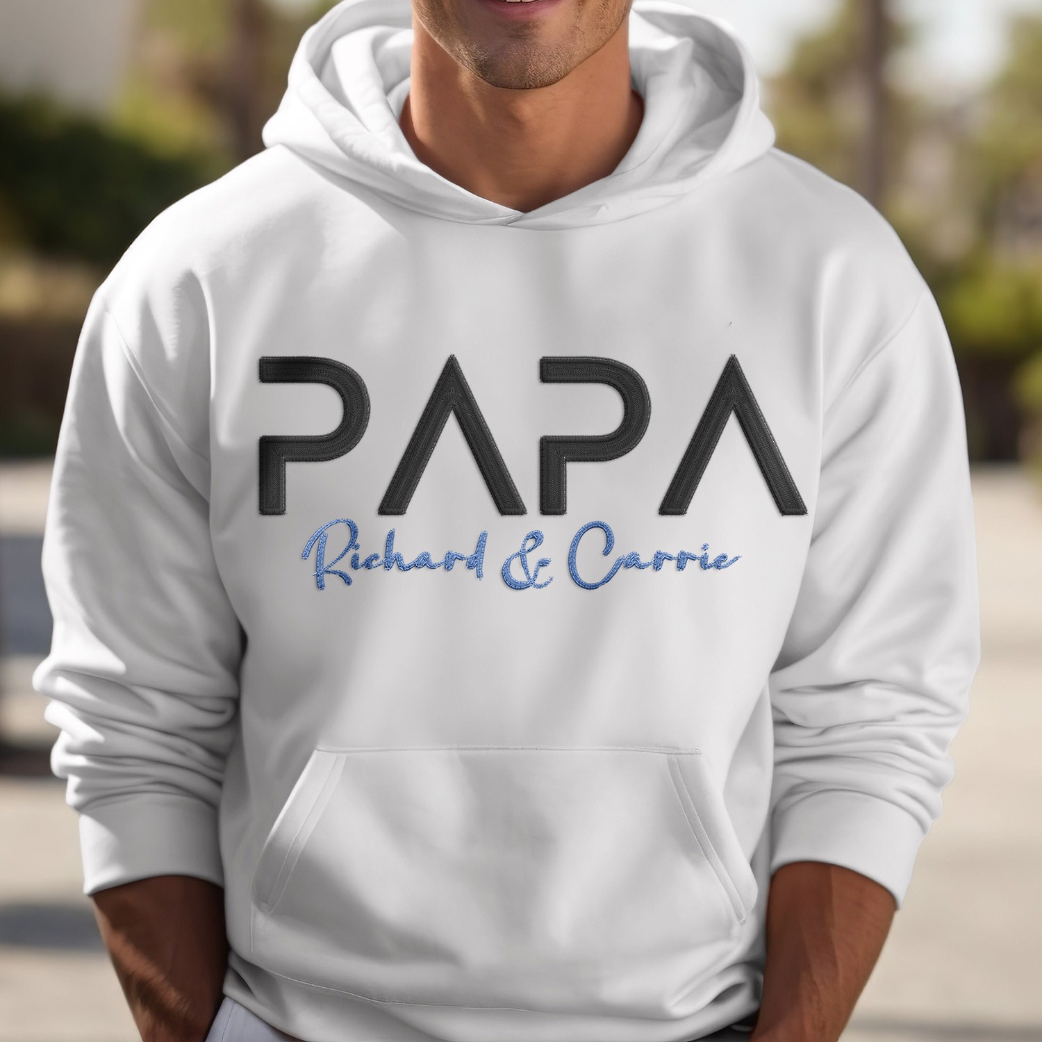 Gepersonaliseerde Papa Geborduurde Hoodie Sweatshirt Met Kindernamen Cadeaus Voor Papa Vaderdag Cadeaus