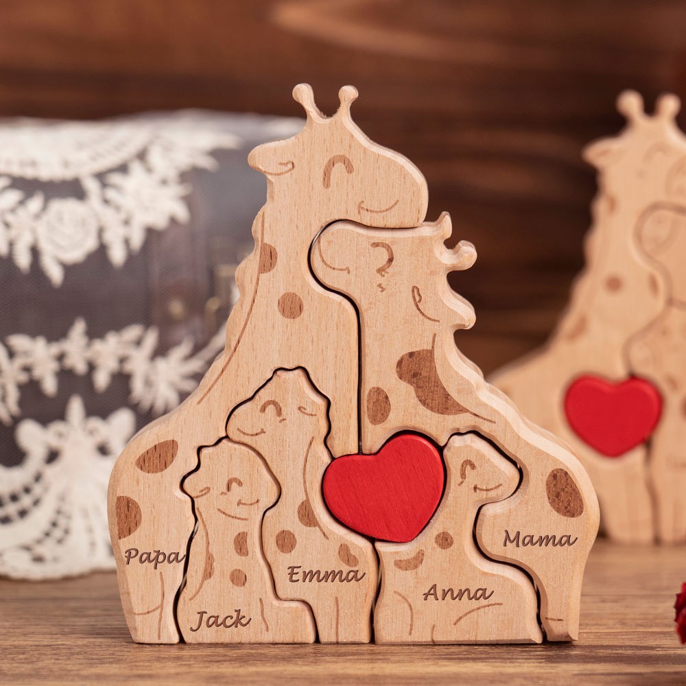 Gepersonaliseerde puzzel met giraffenfamilie, Moederdagcadeau, Jubileum, Babyshower, Woondecoratie, Safari babykamerdecoratie, Kinderkamer, Ideeën voor kersverse moeders