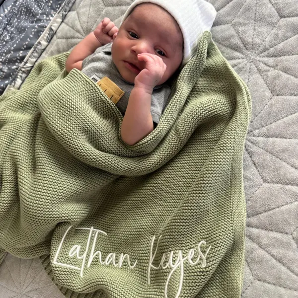 Op maat gemaakte geborduurde babynaamdeken, uniek babyshowercadeau, aandenken voor kinderen, kerstcadeau